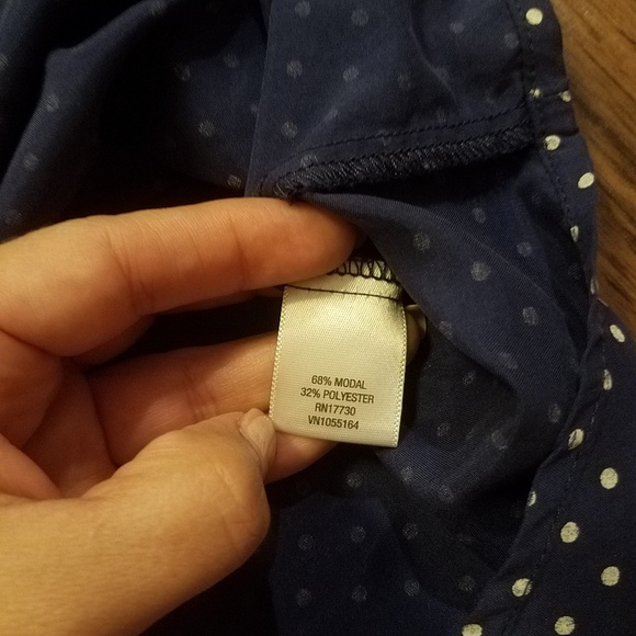 Navy, white polka dot long sleeve pull over blouse - Picture 7 of 7